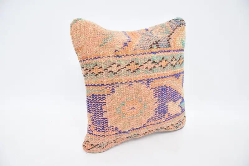 Kilim Pillow Cover, Throw Kilim Pillow, Art Deco Cushion, 12x12 Orange Pillow, Kilim Pillow, Couch Cushion, Yoga Pillow Sham, Pillow Case - 3