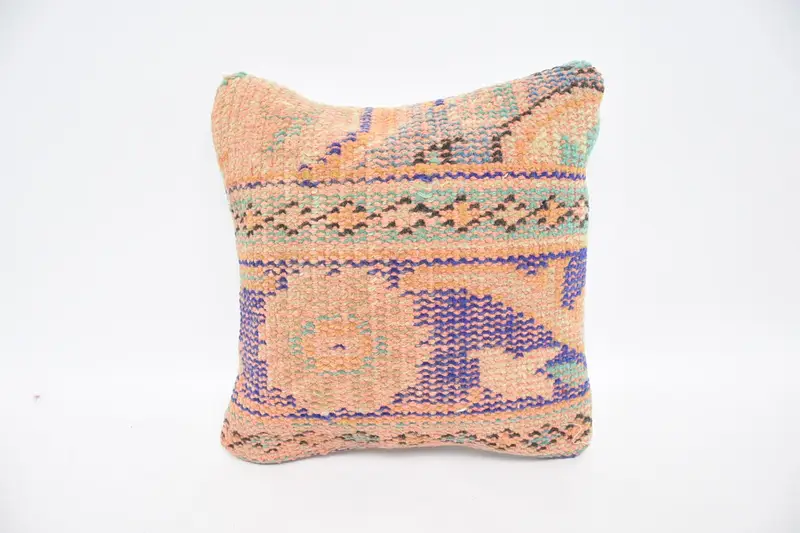 Kilim Pillow Cover, Throw Kilim Pillow, Art Deco Cushion, 12x12 Orange Pillow, Kilim Pillow, Couch Cushion, Yoga Pillow Sham, Pillow Case - 1