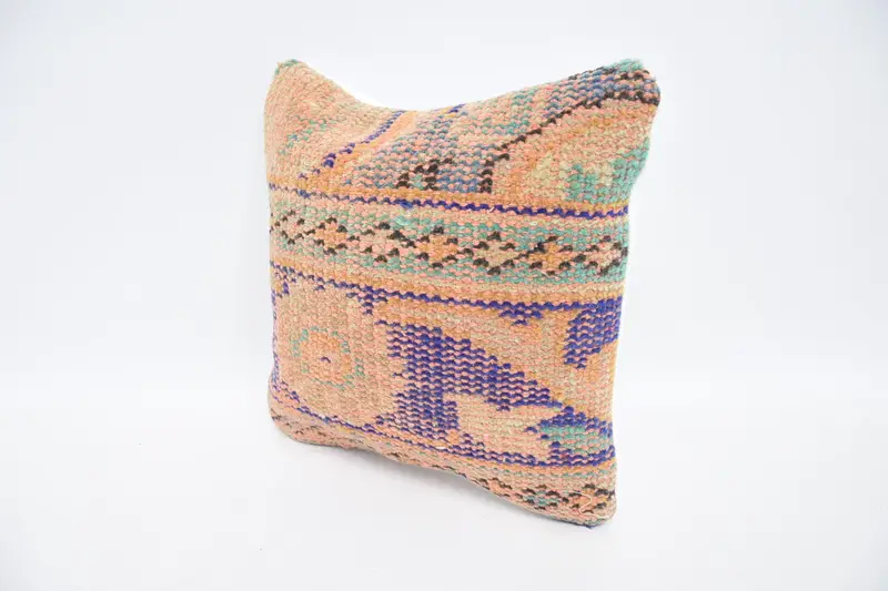 Kilim Pillow Cover, Throw Kilim Pillow, Art Deco Cushion, 12x12 Orange Pillow, Kilim Pillow, Couch Cushion, Yoga Pillow Sham, Pillow Case - 4