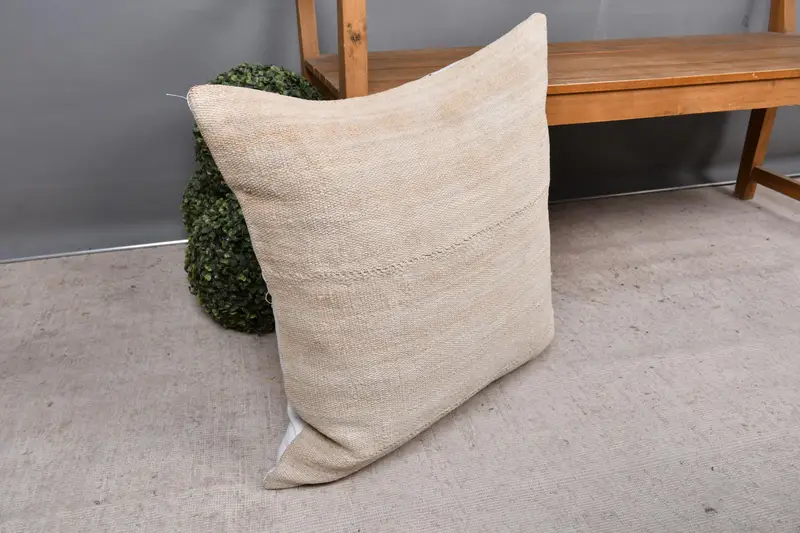 Home Decor Pillow, Cushion Cover, Toss Pillow Sham, 24x24 Beige Pillow, Living Room Throw Pillow Sham, Interior Designer Pillow, Boho Pillow - 7