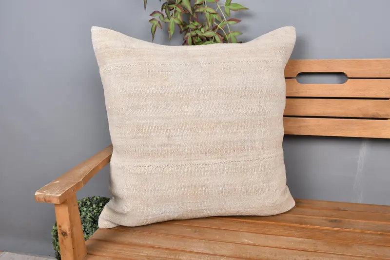 Home Decor Pillow, Cushion Cover, Toss Pillow Sham, 24x24 Beige Pillow, Living Room Throw Pillow Sham, Interior Designer Pillow, Boho Pillow - 1