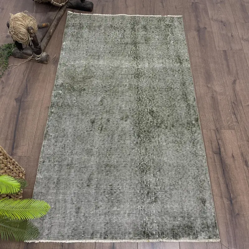 2.9x5.2 ft Rug, Turkish Oushak Rug, Vintage Gray Wool Bordered Rug - 1