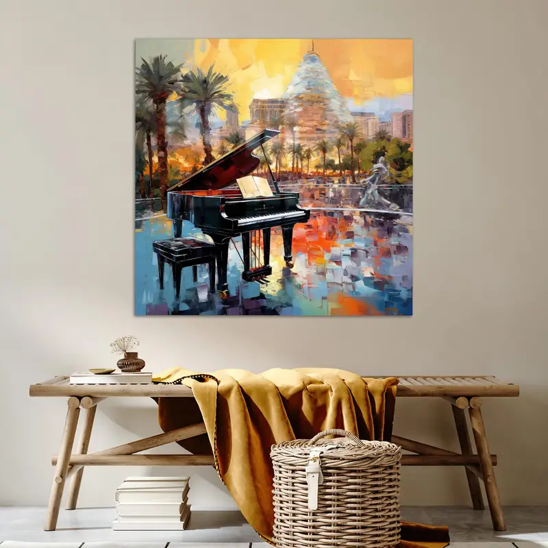 Vidrio impreso elegante: diseño de músico abstracto para una elegancia moderna