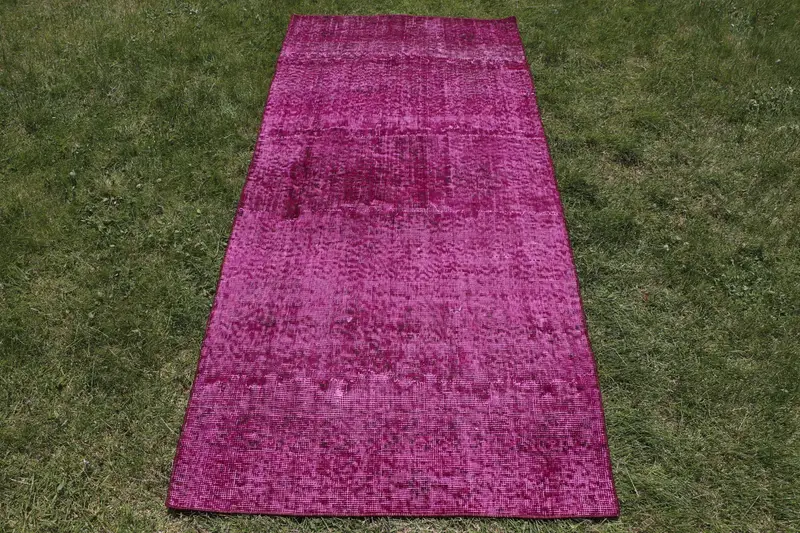 Alfombra de rayas moradas y marrones, diseño geométrico de 3x6,5 pies