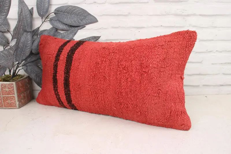 Gift Pillow, Kilim Pillow, Ethnical Kilim Rug Pillow, Bohemian Cushion Pillow Sham, 12x24 Red Cushion, Cushion Cover, Outdoor Cushion - 4