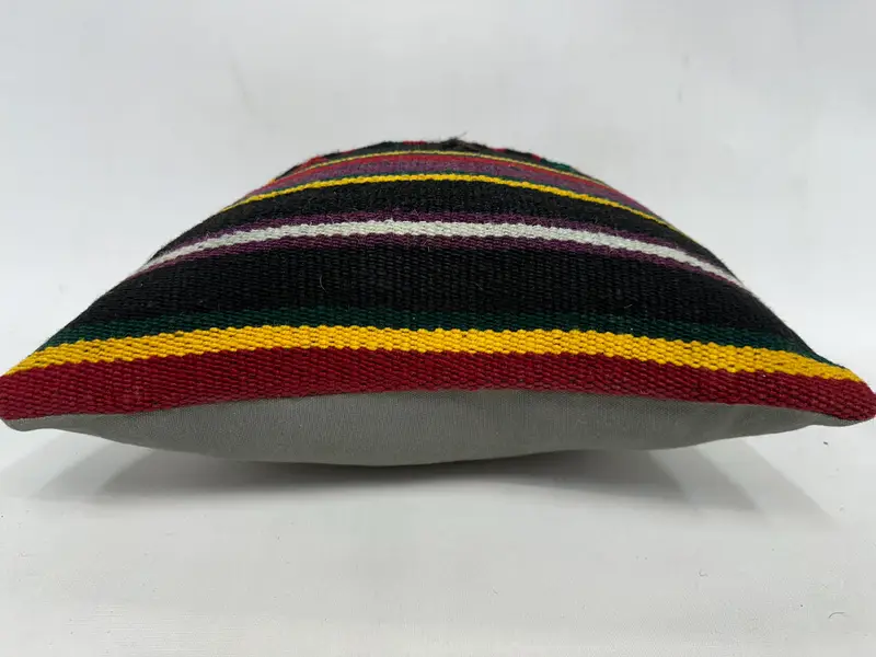 Vintage Pillow, Vintage Kilim Pillow, Pillow Cover, 18x18 Yellow Pillow Case, Decorative Cushion, Kilim Cushion Sham, Handmade Rug Seat Pillow Sham - 5