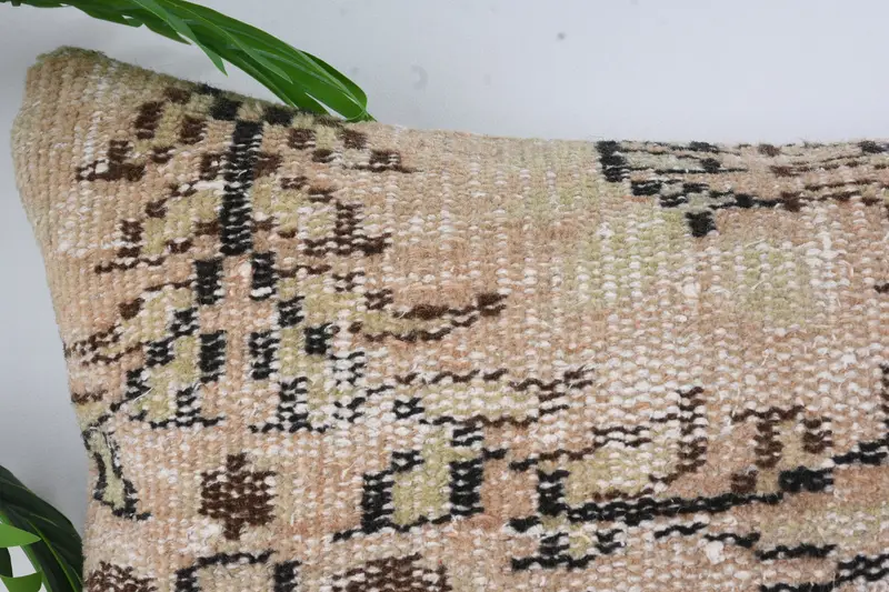 Authentic Cushion Cover, Ethnical Kilim Rug Pillow, Boho Pillow, Cushion Case, Outdoor Pillow, Pillow for Sofa, 16x24 Beige Cushion Cover - 2