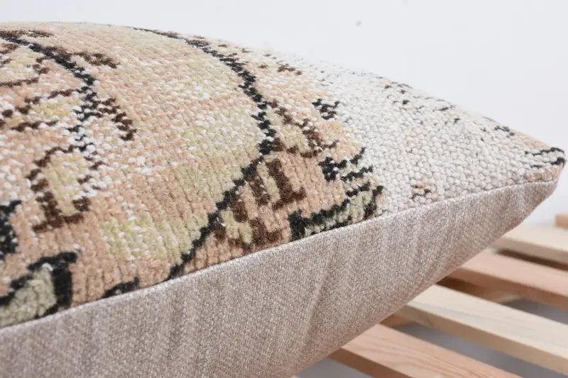 Authentic Cushion Cover, Ethnical Kilim Rug Pillow, Boho Pillow, Cushion Case, Outdoor Pillow, Pillow for Sofa, 16x24 Beige Cushion Cover - 7