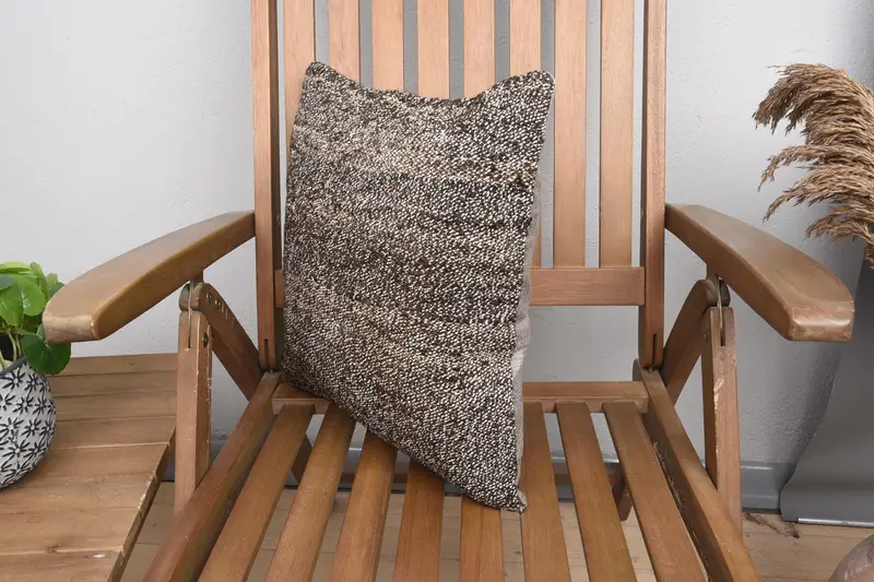 16x16 Brown Pillow, Throw Kilim Pillow, Pillow Cover, Interior Designer Pillow, Patio Cushion, Turkish Pillow, Ottoman Cushion Case - 3