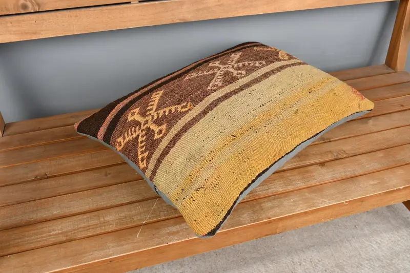 Ottoman Pillow Case, Patio Pillow, Turkish Pillow, Art Deco Pillow Cover, Boho Pillow, Pillow Case, 16x24 Yellow Cushion Case, Pillow for Couch - 2