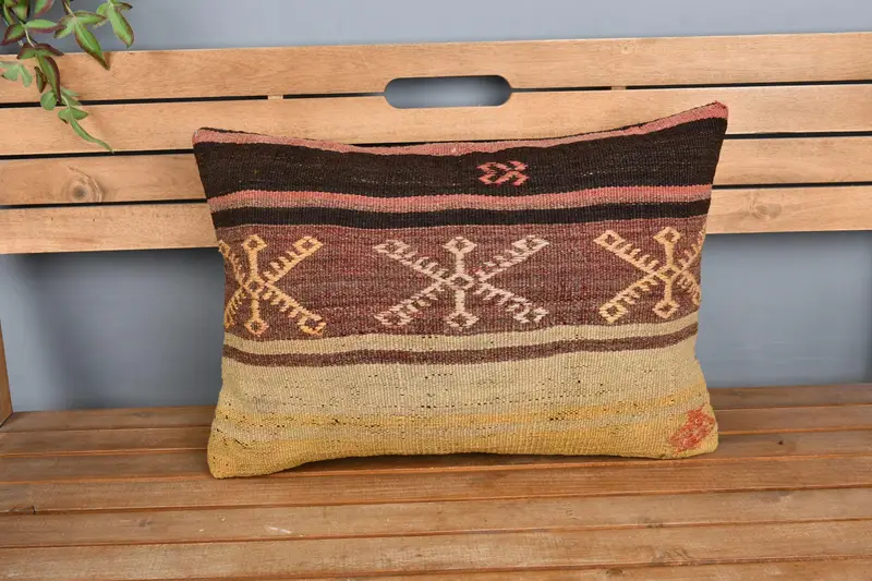 Ottoman Pillow Case, Patio Pillow, Turkish Pillow, Art Deco Pillow Cover, Boho Pillow, Pillow Case, 16x24 Yellow Cushion Case, Pillow for Couch - 6