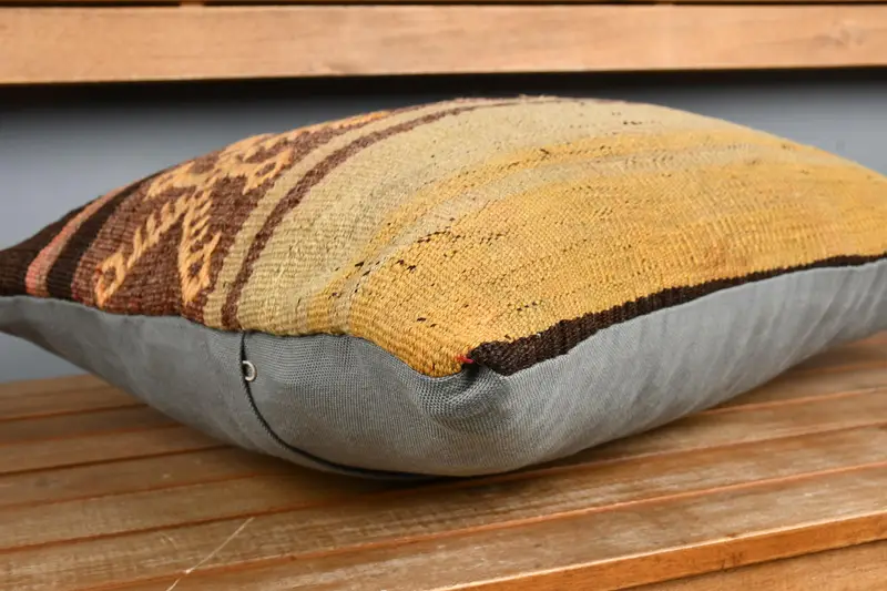 Ottoman Pillow Case, Patio Pillow, Turkish Pillow, Art Deco Pillow Cover, Boho Pillow, Pillow Case, 16x24 Yellow Cushion Case, Pillow for Couch - 3