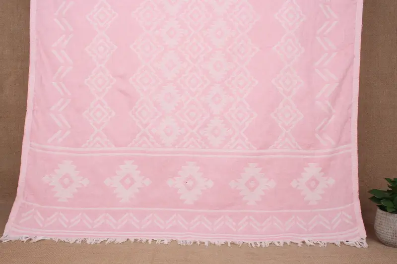 パーソナライズされたビーチタオル ピンク 40x73 インチ、オーガニックコットン