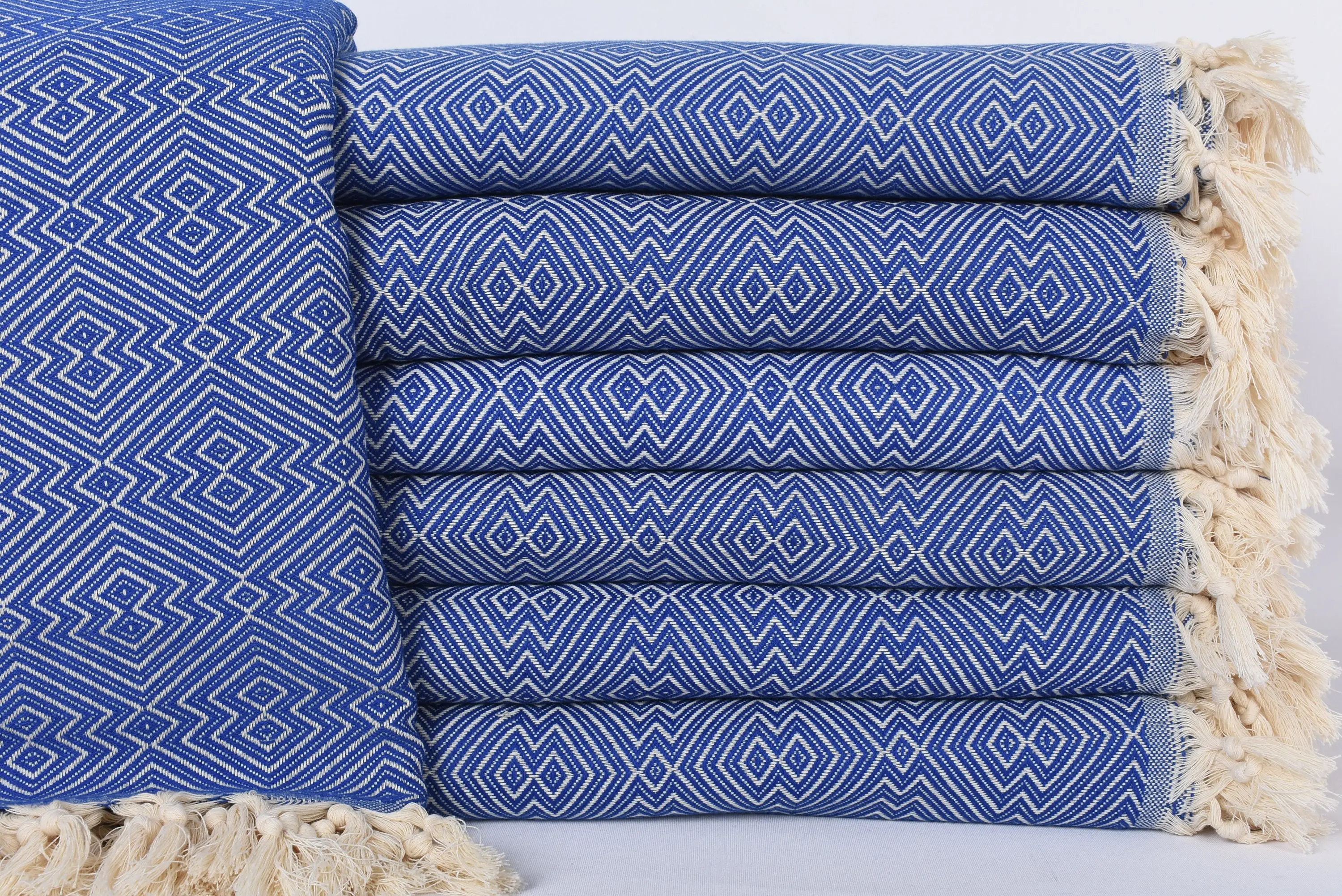 Personalized Sax Blue Diamond Throw Blanket, Organic Cotton, 91x79 Inches - 1