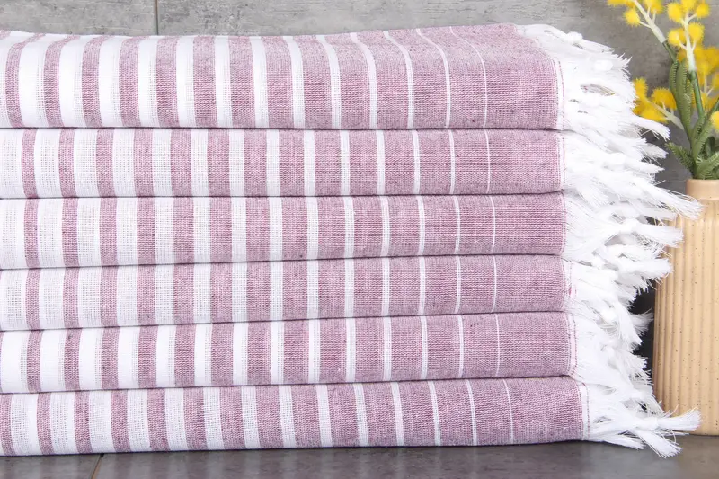 Turkish Towel Beach Organic Cotton Beige, Striped 40x69 Inches