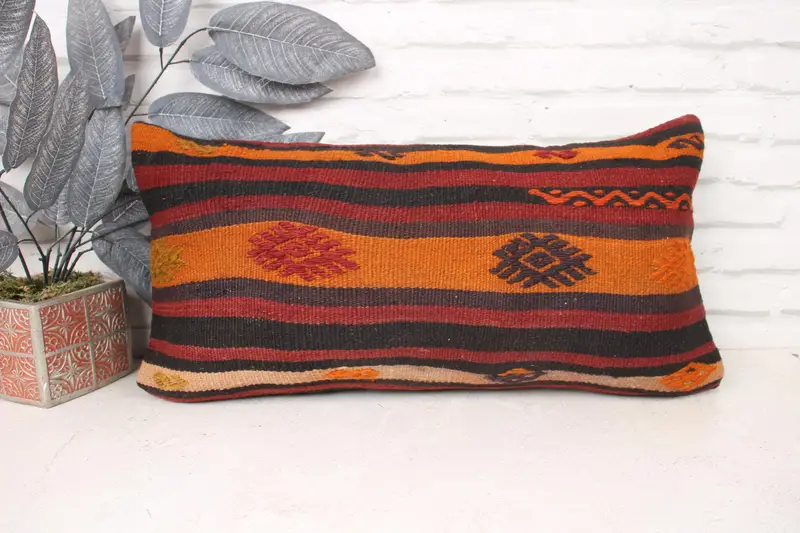 Pillow for Couch, Throw Kilim Pillow, Pillow Cover, Pillow for Sofa, Wholesale Pillow Cover, Decorative Pillow Case, 12x24 Red Cushion - 1