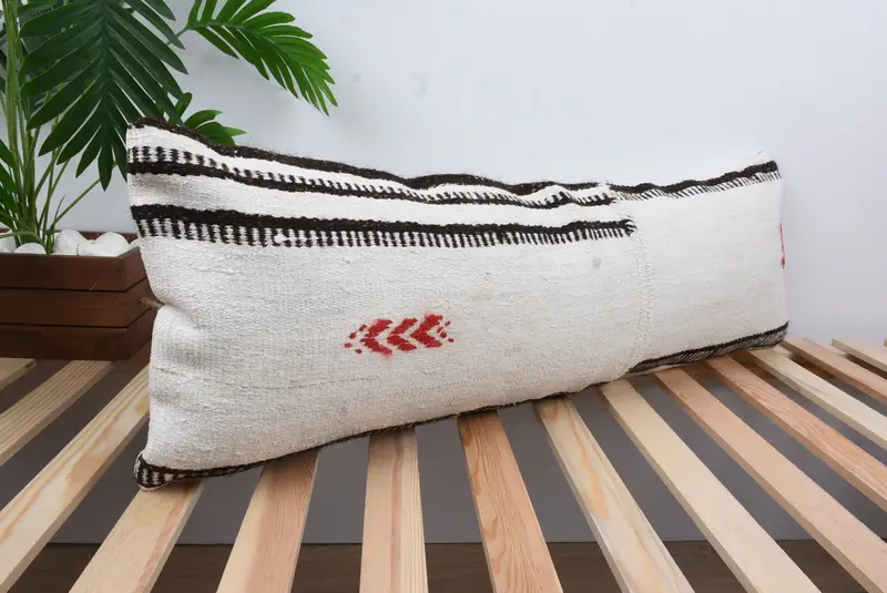 Pillow Cover, Pillow for Sofa, Toss Pillow Cover, Boho Throw Cushion Case, 12x36 White Cushion, Interior Designer Pillow, Turkish Kilim Pillow - 4