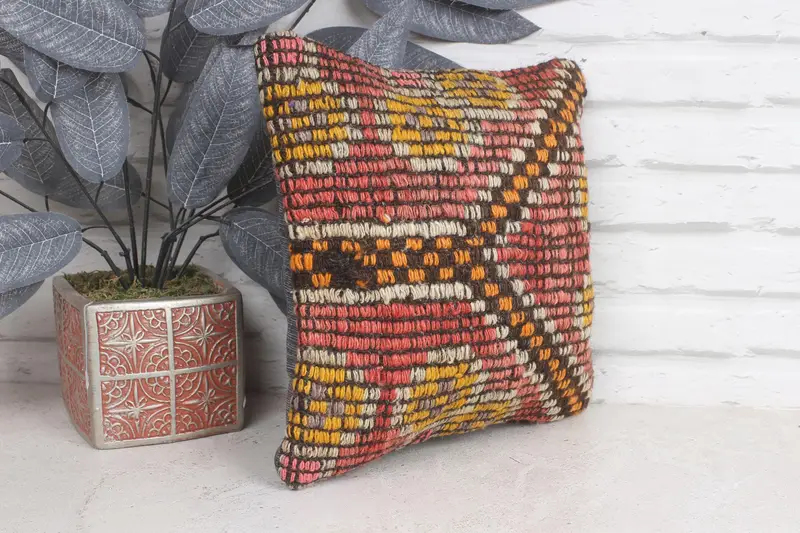 12x12 Red Pillow Sham, Interior Designer Pillow, Vintage Kilim Pillow, Kilim Pillow Cover, Cushion, One Of A Kind Cushion Case, Accent Cushion Case - 4
