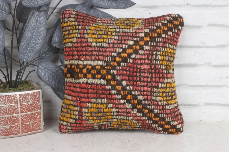 12x12 Red Pillow Sham, Interior Designer Pillow, Vintage Kilim Pillow, Kilim Pillow Cover, Cushion, One Of A Kind Cushion Case, Accent Cushion Case - 1