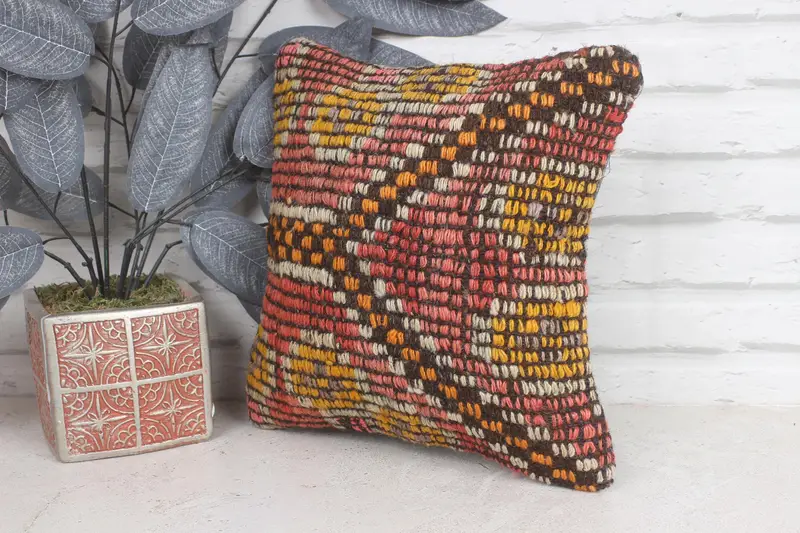 12x12 Red Pillow Sham, Interior Designer Pillow, Vintage Kilim Pillow, Kilim Pillow Cover, Cushion, One Of A Kind Cushion Case, Accent Cushion Case - 3