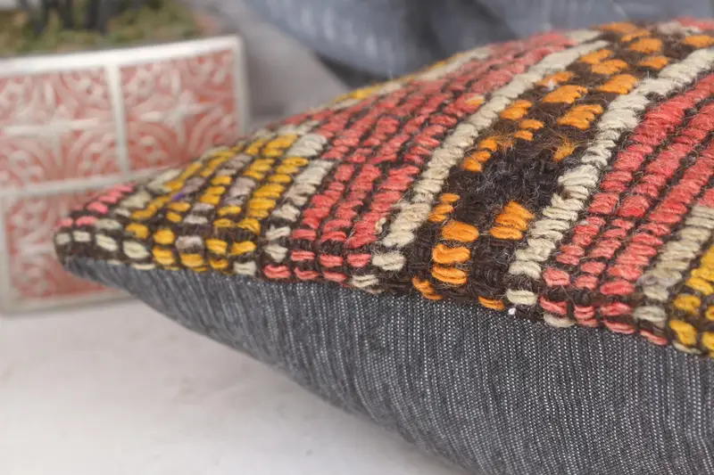12x12 Red Pillow Sham, Interior Designer Pillow, Vintage Kilim Pillow, Kilim Pillow Cover, Cushion, One Of A Kind Cushion Case, Accent Cushion Case - 7