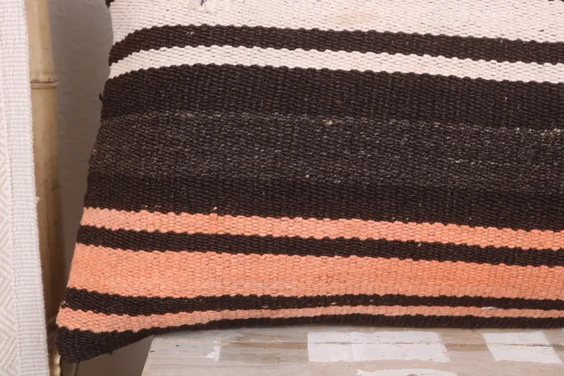 Hippie Throw Cushion Cover, Vintage Kilim Throw Pillow, Handmade Kilim Cushion, 12x36 Brown Cushion Cover, Cushion Cover, Throw Kilim Pillow - 3