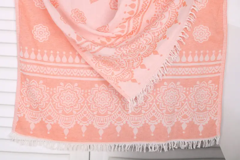 Floral Patterned Beach Towel Personalized Turkish Cotton, 36x73 Inches