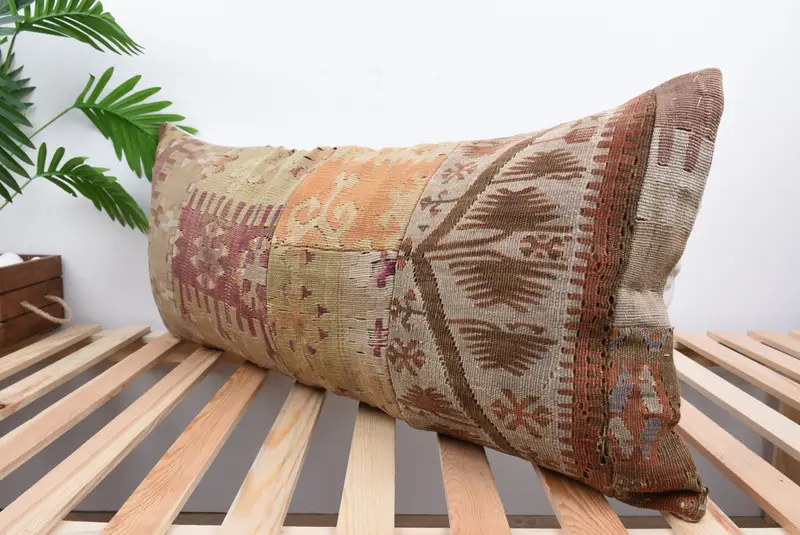 Pillow for Couch, Ethnic Pillow Cover Pillow, Pillow Sham, Kilim Pillow, Kilim Cushion Sham, Couch Pillow Sham, 16x36 Red Pillow Cover - 5