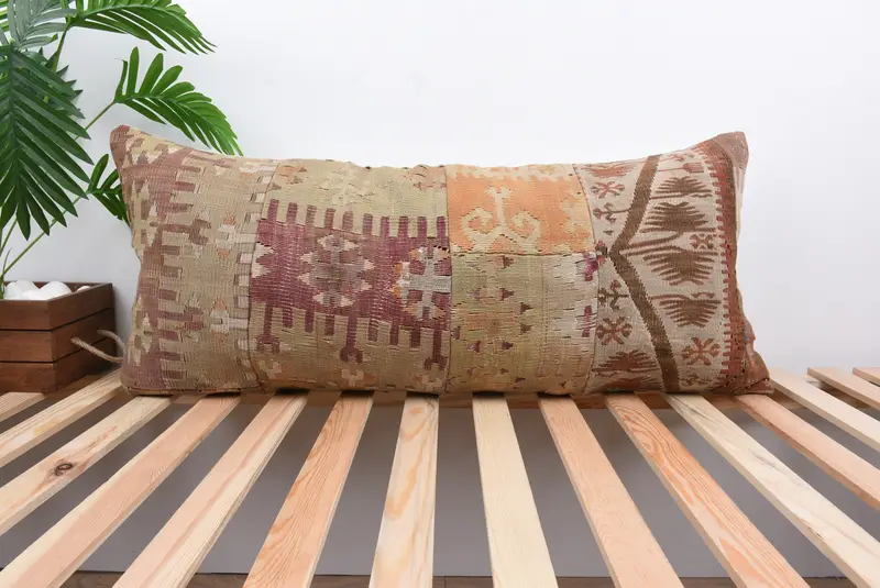 Pillow for Couch, Ethnic Pillow Cover Pillow, Pillow Sham, Kilim Pillow, Kilim Cushion Sham, Couch Pillow Sham, 16x36 Red Pillow Cover - 1