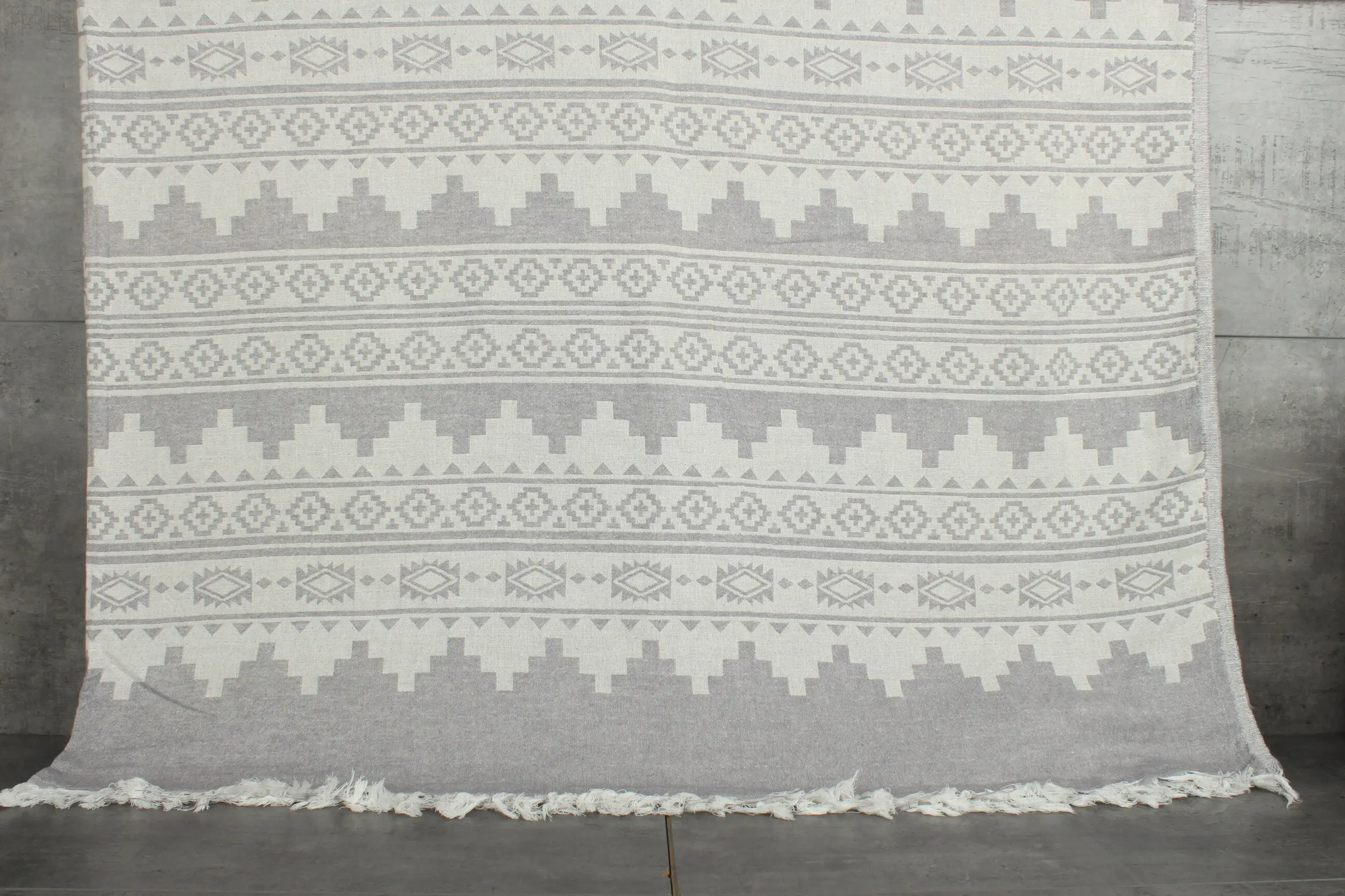 Personalized Blanket Gray Cotton Plaid, 56x85 Inches - 1