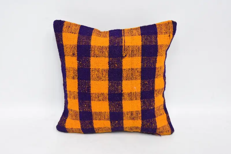 Vintage Orange Home Decor Euro Sham, Gift Striped 12x12 inch Pillow - 1