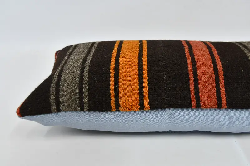 Aesthetic Cushion, Ottoman Pillow Sham, 12x36 Brown Cushion, Pillow for Sofa, Kilim Pillow Cover, Kilim Cushion Sham, Pillow Sham, Aztec Pillow Sham - 6