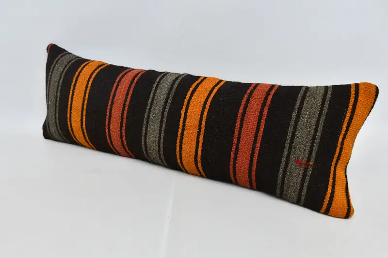 Aesthetic Cushion, Ottoman Pillow Sham, 12x36 Brown Cushion, Pillow for Sofa, Kilim Pillow Cover, Kilim Cushion Sham, Pillow Sham, Aztec Pillow Sham - 4