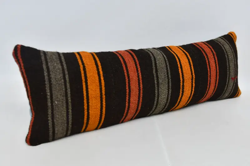 Aesthetic Cushion, Ottoman Pillow Sham, 12x36 Brown Cushion, Pillow for Sofa, Kilim Pillow Cover, Kilim Cushion Sham, Pillow Sham, Aztec Pillow Sham - 3