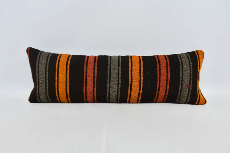 Aesthetic Cushion, Ottoman Pillow Sham, 12x36 Brown Cushion, Pillow for Sofa, Kilim Pillow Cover, Kilim Cushion Sham, Pillow Sham, Aztec Pillow Sham - 1