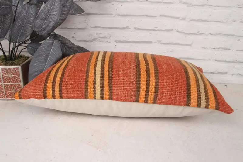 Interior Designer Pillow, Decorative Cushion Cover, Home Decor Pillow, 12x20 Red Cushion, Cushion Cover, Vintage Kilim Throw Pillow - 5