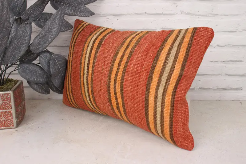 Interior Designer Pillow, Decorative Cushion Cover, Home Decor Pillow, 12x20 Red Cushion, Cushion Cover, Vintage Kilim Throw Pillow - 4