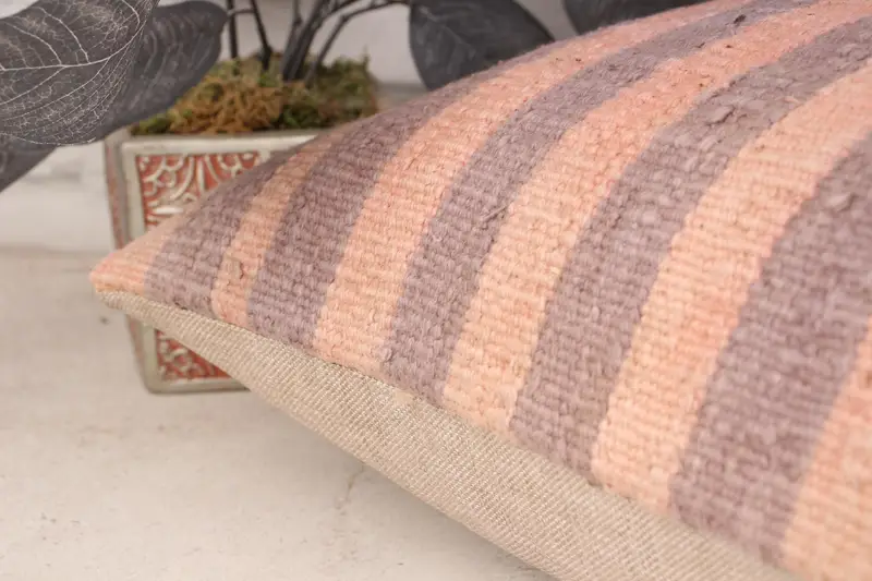 Neutral Cushion, Pillow for Sofa, Pillow Cover, Vintage Kilim Throw Pillow, 16x24 Pink Pillow Case, Tapestry Pillow Case, Handmade Kilim Cushion - 7