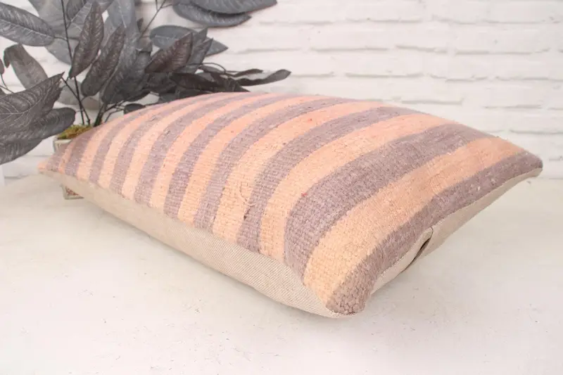 Neutral Cushion, Pillow for Sofa, Pillow Cover, Vintage Kilim Throw Pillow, 16x24 Pink Pillow Case, Tapestry Pillow Case, Handmade Kilim Cushion - 6