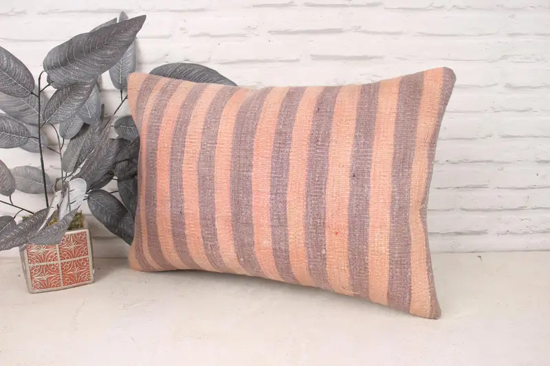 Neutral Cushion, Pillow for Sofa, Pillow Cover, Vintage Kilim Throw Pillow, 16x24 Pink Pillow Case, Tapestry Pillow Case, Handmade Kilim Cushion - 4