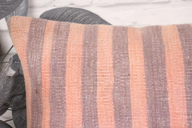 Neutral Cushion, Pillow for Sofa, Pillow Cover, Vintage Kilim Throw Pillow, 16x24 Pink Pillow Case, Tapestry Pillow Case, Handmade Kilim Cushion - 2