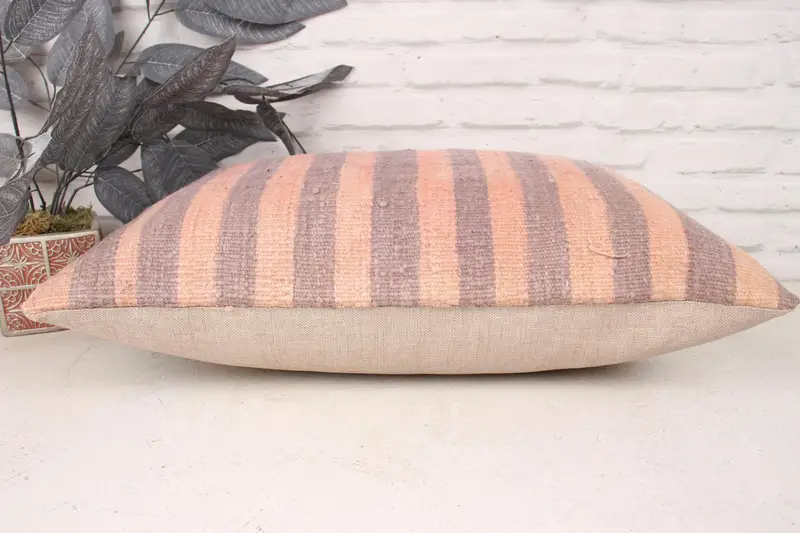 Neutral Cushion, Pillow for Sofa, Pillow Cover, Vintage Kilim Throw Pillow, 16x24 Pink Pillow Case, Tapestry Pillow Case, Handmade Kilim Cushion - 5