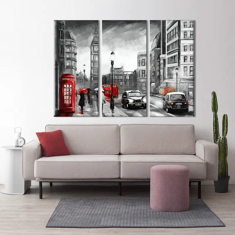 Red Telephone Booth Wall Art,London City Landscape Wall Art,Living Room Decor,Hanging Art,London Big Ben Canvas, Photography Canvas Print - 5