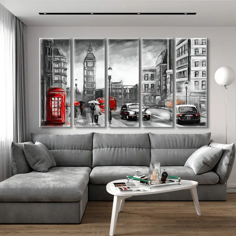 Red Telephone Booth Wall Art,London City Landscape Wall Art,Living Room Decor,Hanging Art,London Big Ben Canvas, Photography Canvas Print - 8