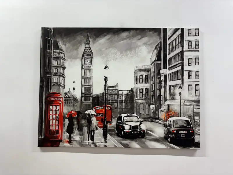 Red Telephone Booth Wall Art,London City Landscape Wall Art,Living Room Decor,Hanging Art,London Big Ben Canvas, Photography Canvas Print - 4