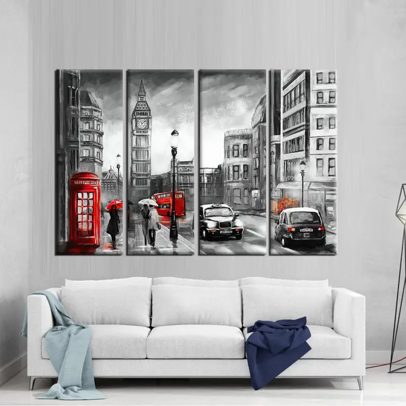 Red Telephone Booth Wall Art,London City Landscape Wall Art,Living Room Decor,Hanging Art,London Big Ben Canvas, Photography Canvas Print - 7