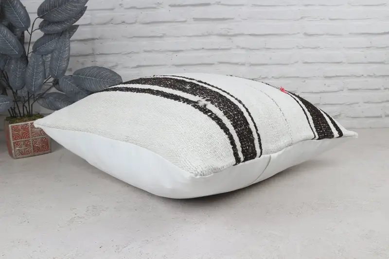 Handmade Kilim Cushion, Cushion Case, 24x24 White Pillow Sham, Pillow for Couch, Traditional Pillow Case, Kilim Pillow, Boho Chic Pillow Case - 7