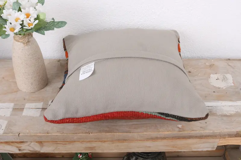 12x12 Red Cushion Cover, Sustainable Pillow Sham, Pillow for Couch, Turkish Pillow, Pillow for Sofa, Knitted Cushion Case, Cushion Cover - 7