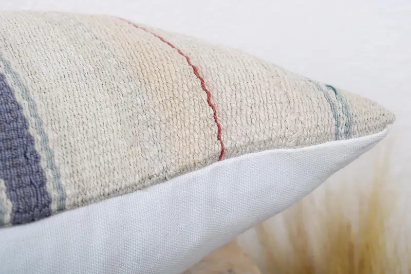 Boho Pillow, Antique Pillows, Crochet Pattern Pillow, Decorative Bolster Pillow Sham, Kilim Cushion Sham, 12x24 Beige Cushion Cover, Pillow Cover - 6