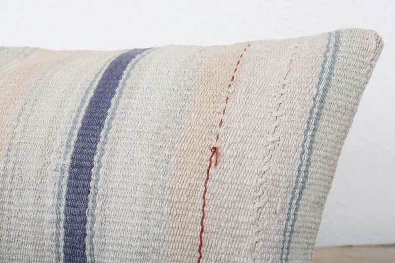 Boho Pillow, Antique Pillows, Crochet Pattern Pillow, Decorative Bolster Pillow Sham, Kilim Cushion Sham, 12x24 Beige Cushion Cover, Pillow Cover - 5